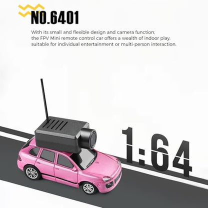 Wltoys Mini RC Car, 1:64 Scale FPV RC Drift Car with 720P HD Camera, 2.4GHz Transmitter, WiFi App Control with Gyro, LED Lights, Mini Racing Toys (Rose Red) - color: Rose Red