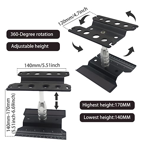 RC Car Repair Work Stand Repair Tool Set 360 Degree Rotation and 523 PCS RC Screws Kit & RC Screwdrivers and Screws Pallet Kit for 1/8 1/10 1/12 1/16 1/18 RC Car Crawler Truck Buggy (Black)
