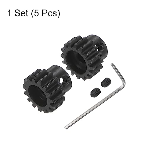 HARFINGTON Mod 1 M1 Pinion Motor Gear Set 2pcs 15T 16T Fit 5mm RC Motor Shaft M1 Pitch Gears for RC Car, with Hex Key - style: 15T 16T