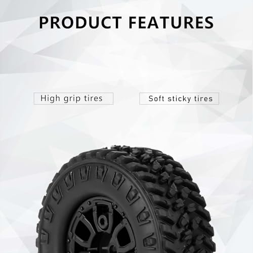 SCX24 Wheels and Tires 1.0 Beadlock Wheels 104g 50MM Soft Sticky Tires with Counterweight Ring for Axial SCX24 FMS FCX24M FCX24 Upgrades 1/24 RC Crawler - style: 104g