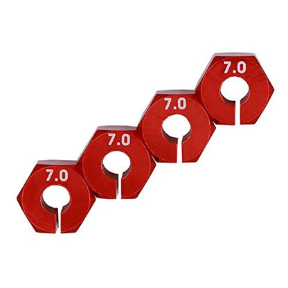 4PCS Aluminum 12mm hex hubs adapters 7mm Thickness Compatible with 1:10 HSP HPI Redcat traxxas RC Buggy Slash 4wd etc(Red)