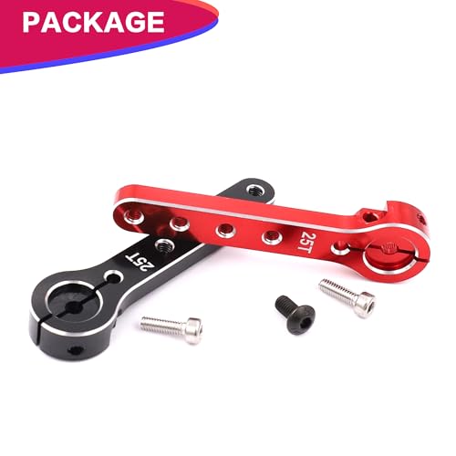 25T Metal Servo Arm 56mm for 30-100CC Balsa Airplanes 1/10 RC(Red+Black) | Extension Servo Horn for 1/10 Car Boat Futaba HSP Wltoys Axial SCX10 Parts,CNC Machining - color: Black+red