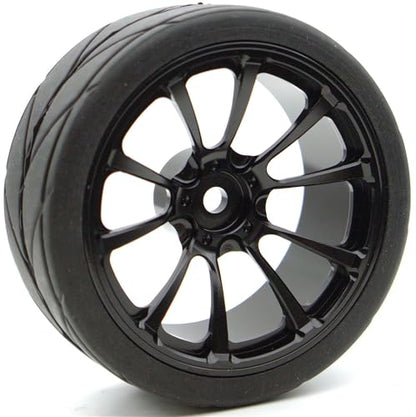 1/10 RC Drift Tires and Aluminum Wheels Rims Rally Racing Tyres 12mm Hex for 1:10 Scale On Road Touring Street Car Tamiya Traxxas HPI KYOSHO XV02 XV01 TT01 TT02 PTG2 A959 4PCS (Black)