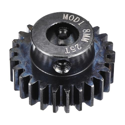 MECCANIXITY 1M 25T 40 Chrome Steel Motor Pinion Gears, 1.06" x 1.1" RC Motor Gears Fits 8mm Shaft Bore for RC Vehicles Truck Drift Remote Control Car Off-Road Crawler Parts, Black - style: 25T