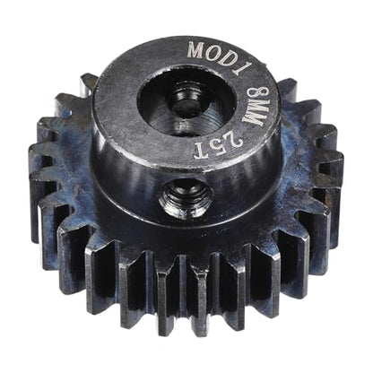 MECCANIXITY 1M 25T 40 Chrome Steel Motor Pinion Gears, 1.06" x 1.1" RC Motor Gears Fits 8mm Shaft Bore for RC Vehicles Truck Drift Remote Control Car Off-Road Crawler Parts, Black - style: 25T