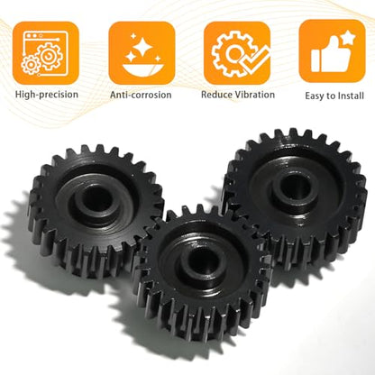 3PCS 48P Pinion Gear Set Hardened Steel 3.175mm Shaft 25T 26T 27T with Screws & Hex for 1/10 RC Arrma Traxxas HPI Kyosho Losi Axial SCX10 Tamiya Monster Truck Buggy Motor Upgrade Parts - size: 25 26 27T
