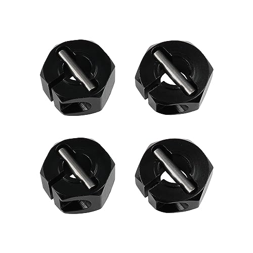 5mm & 7mm Thickness Aluminum 12mm Hex Wheel Hub Adapters with Screws Pins for 1/10 RC Cars Buggy Truck Crawler HSP Traxxas Redcat Arrma Tamiya etc, Black