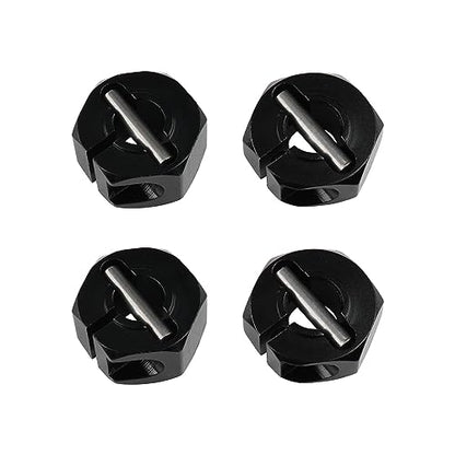 5mm & 7mm Thickness Aluminum 12mm Hex Wheel Hub Adapters with Screws Pins for 1/10 RC Cars Buggy Truck Crawler HSP Traxxas Redcat Arrma Tamiya etc, Black