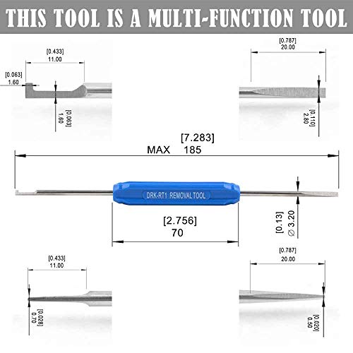 JRready DT series Solid contacts Pin removal tool DRK-RT1, Deutsch Connector Removal Tool, 90 Degree Hook+ Standard Flat Head Screw Driver, suitable for DT, DTM, DTV, DRB, DRCP and STRIKE connectors - size: Removal Tool(DRK-RT1)