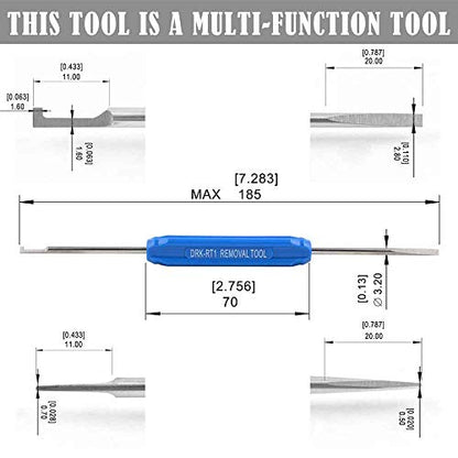JRready DT series Solid contacts Pin removal tool DRK-RT1, Deutsch Connector Removal Tool, 90 Degree Hook+ Standard Flat Head Screw Driver, suitable for DT, DTM, DTV, DRB, DRCP and STRIKE connectors - size: Removal Tool(DRK-RT1)