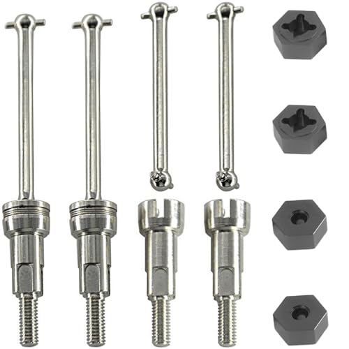 Steel Drive Shaft Kit Front & Rear (Universal Shafts/Rear stub axles/Dogbones/Hexes) - Compatible with ARRMA 1/16 Mojave GROM Series Desert Trucks (ARA2104/ARA2304/ARA2304S) - color: Silver, size: Hex Black