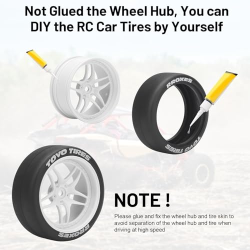 1/10 RC Drift Tires, daitoku 12mm RC Rally Racing Tires and Wheels for Tamiya Traxxas HPI KYOSHO XV02 XV01 TT01 TT02 PTG2 A959 - Style C (White) - color: White