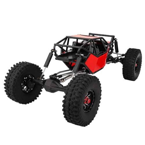 Metal DIY 330mm Wheelbase Rock Buggy Frame Chassis Crawler with VP Element Enduro Portal Axle Nylon Tube Roll Cage for 1/10 RC Crawler Axial SCX10 II Upgrades (red) - color: Red