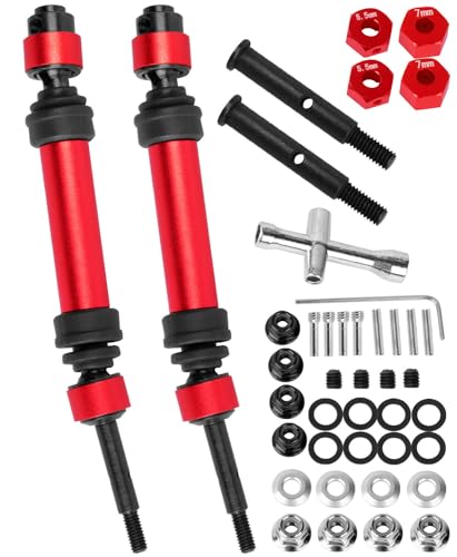 Rear Drive Shaft CVD & Front Axles Upgrades Part for 1/10 Slash 2WD/Slash VXL 2WD,Stainless Steel #45 Driveshaft with Hex,Red - color: Red - Parts