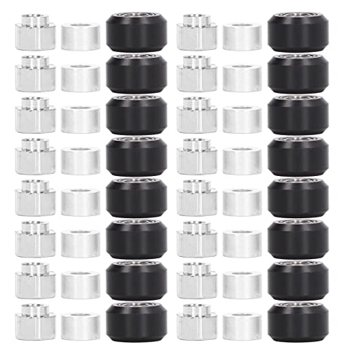 3D Printer POM Pulley Wheel Set Rubber Bearing Wheel Eccentric Spacer Round Column for 3D Printer(Black Pulley)