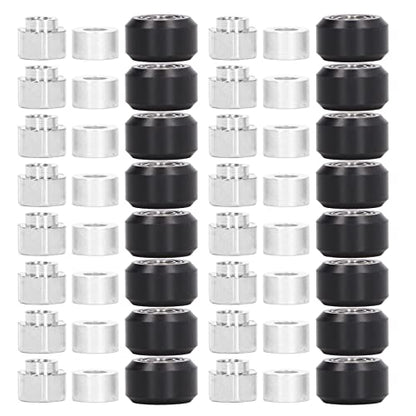 3D Printer POM Pulley Wheel Set Rubber Bearing Wheel Eccentric Spacer Round Column for 3D Printer(Black Pulley)