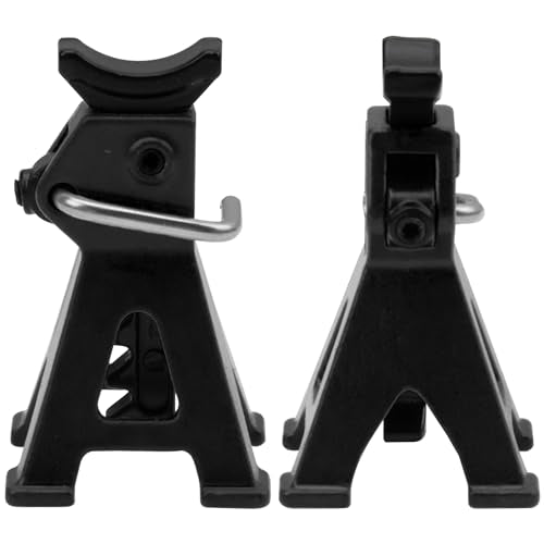 4Pcs ShareGoo 1/24 RC Scale Toy Decoration Metal RC Mini Toy Jack Stands Simulation Compatible with 1/18 1/24 RC Crawler SCX24 AX24 TRX4M FCX24 RC Crawler Car (Black) - color: Black