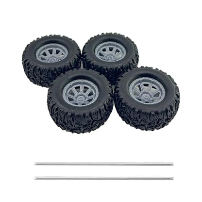 4PCS Toy Car Wheel 55mm Model Car Rubber Tire Wheel with Metal Shaft Axles for RC Car Truck DIY Model Toy Building Project (2.5x55mm) - style: 2.5x55mm