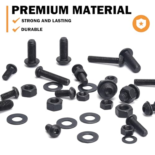 400PCS M6 M8 Button Head Screws Kit, GTERNITY M6-1.0 M8-1.25 Assorted Machine Screws Nuts Washers Alloy Steel Black Oxide Metric Internal Hex Screws Bolts Nuts Washers Set - size: M6 m8 400 B