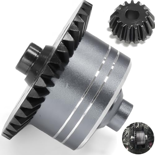 7075 Aluminum Differential Case with 45# Hardened Steel Differential Spur Gear and Bevel Gear, Diff Case & Gear Set Replace for #54875 Upgraded Parts for 1/10 Tamiya XV02 TT02 TT02B RC Car Titanium - color: Titanium