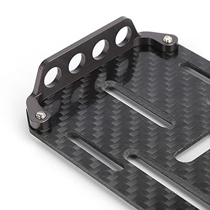 RC Battery Mounting Plate Set, RC Battery Tray with Electricity Tester, Carbon Fiber Batteries Mount Plate with Strap Replacement for SCX10 1/10 Crawler Car, 6x2.4x0.6in