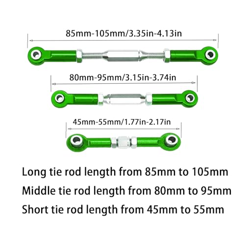 (2025 Upgrade Parts) Stainless Steel Adjustable Turnbuckles Set/Camber Links with Rod Ends Set for 1/10 Traxxas Slash 4X4 2WD /Rustler 2WD 4X4/Hoss 2WD 4X4/ Stampede 2WD 4X4/ Upgrades(Green)