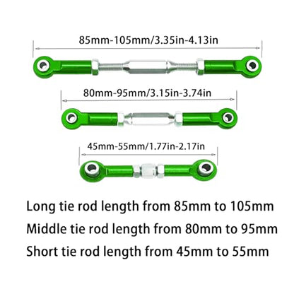 (2025 Upgrade Parts) Stainless Steel Adjustable Turnbuckles Set/Camber Links with Rod Ends Set for 1/10 Traxxas Slash 4X4 2WD /Rustler 2WD 4X4/Hoss 2WD 4X4/ Stampede 2WD 4X4/ Upgrades(Green)
