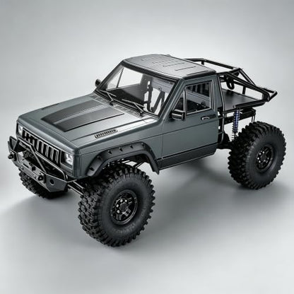 Hard Plastic RC Crawler Body Cab & Back-Half Cage Body Car Shell Upgrades Part for 1/10 RC Crawler Car for Axial SCX10 II 90046 TRX4 Redcat GEN8 (Grey) - color: Grey