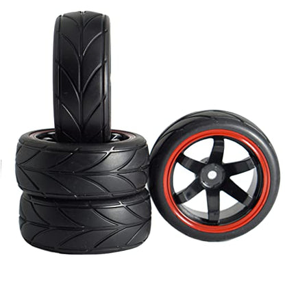 12mm Hex Wheel Rims & Rubber Tires & 4PCS/Set Hard Plastic 1/10 RC Drift Car Tires 12mm Hex Hard Tyre