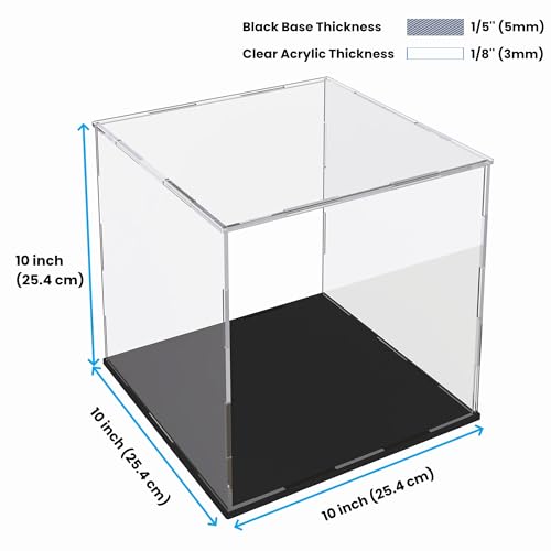 Acrylic Display Case with Ball Stand for Full Size Footballs, Versatile Clear Acrylic Display Box for Sport Souvenirs Showcase - size: 10"L x 10"W x 10"H