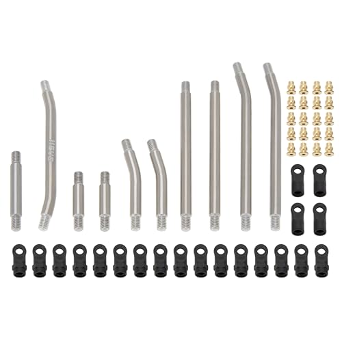MEUS Racing SCX24 Links High Clearance Chassis Links & Steering Links Set for Axial 1/24 SCX24 Deadbolt AXI90081 B17 AXI00004 RC Crawler (Titanium Alloy) - color: Titanium