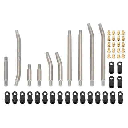 MEUS Racing SCX24 Links High Clearance Chassis Links & Steering Links Set for Axial 1/24 SCX24 Deadbolt AXI90081 B17 AXI00004 RC Crawler (Titanium Alloy) - color: Titanium