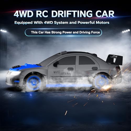 Remote Control Car RC Drift Car 2.4GHz 1:24 Scale 4WD 15KM/H High Speed Model Vehicle with LED Lights Drifting Tire Racing Sport Toy Car for Adults Boys Girls Kids Gift - color: F-grey