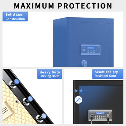 FABAO Safe Box,8.1Cu Ft Home Safes with Fireproof and Waterproof Bag,Removable Shelf,Digital Keypad,Built-In Drawer,Dual Alarm Security for Money,Documents,Ideal for Office,Home Use - size: 8.1 Cubic Feet