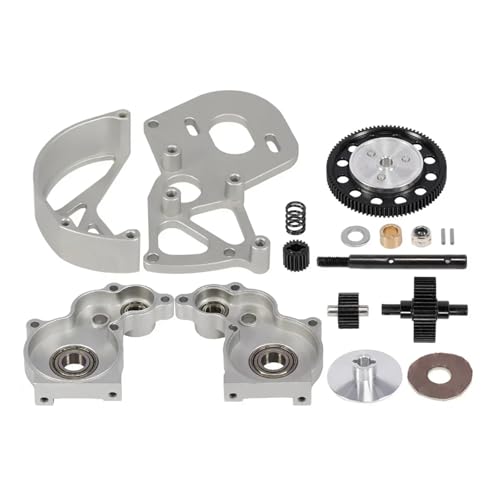 RC Gearbox Compatible with Axial SCX-10 II SMT10 AX10 VS4-10 Gear Transmission Gearbox Set 1/10 RC Car Crawler Upgrade Parts(Silver) - color: Silver