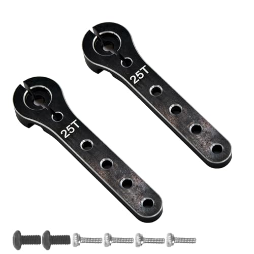 2pcs Aluminum 25T Servo Horn 56mm M2.5 Thread Metal 25 Teeth Extension Steering Servo Arm Compatible with 30-100CC Balsa Airplanes RC Plane Helicopter Car (Black) - color: Black