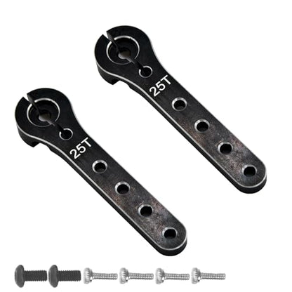 2pcs Aluminum 25T Servo Horn 56mm M2.5 Thread Metal 25 Teeth Extension Steering Servo Arm Compatible with 30-100CC Balsa Airplanes RC Plane Helicopter Car (Black) - color: Black
