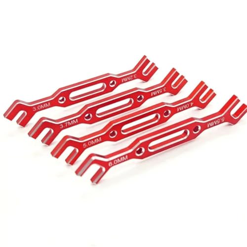 RC Car 4Pcs Wrench 3/3.2/3.5/3.7/4/5/5.5/6Mm Turnbuckle Nut Ball End Joint Remover Universal Tool Upgrade Parts RC Car Repair Kit - color: Red