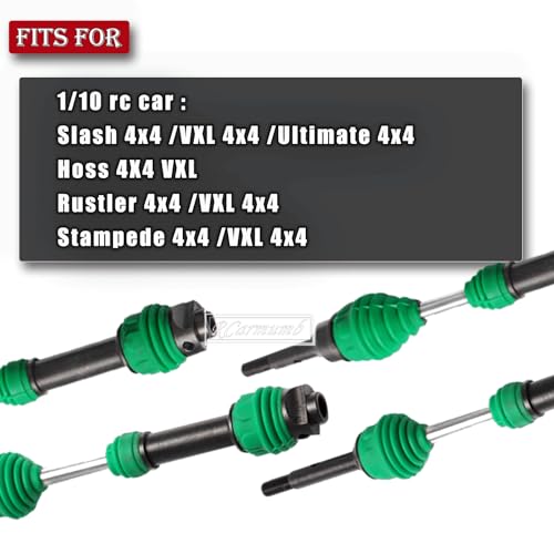 CVD Axles Driveshafts Upgrades Part for 1/10 Slash Rustler Stampede Hoss VXL 4X4 4WD,4Pcs Front Rear Transmission Universal Drive Shaft,Replace #6852R,#6851R,Green - color: Green - 4pcs