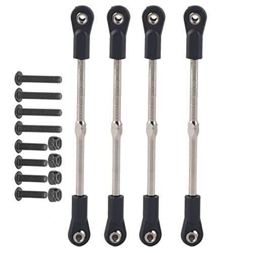 plplaaoo M4 Steering Linkage Rod Set Adjustable 110 120mm for 1/8 RC Racing Truck Car Metal Plastic Material Black Color 4Pcs