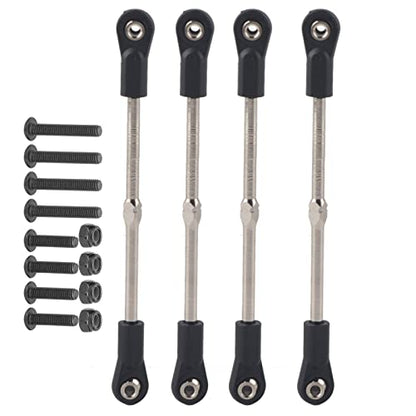 plplaaoo M4 Steering Linkage Rod Set Adjustable 110 120mm for 1/8 RC Racing Truck Car Metal Plastic Material Black Color 4Pcs