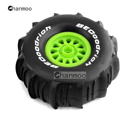 1/7 1/8 RC Short Course Truck Car Tires and Wheels Rims 17mm Hex Snow Sand Buggy Desert Tyres with Foam Insert for 1:7 Scale RC Off Road Truck Car TRAXXAS UDR 85086-4 4Pcs (A Green) - color: A Green