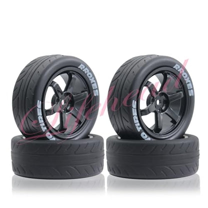 Lifehead 68mm RC On-Road Rally Car Tires and Wheels for 1/10 RC On-Road Touring Drift Car HSP Tamiya XV01 TT01 TT02B HPI Kyosho FAZER MK2 /12mm Hex - color: Black