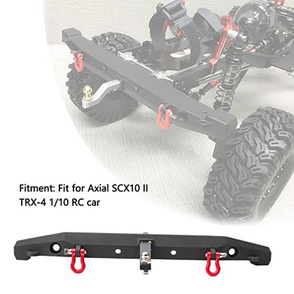 RC Crawler Bumper 1/10 RC Metal Rear Bumper W/LED Lights Tow Shackles Trailer Hitch for TRX-4 SCX10 II 90046 Crawler Truck - style: Rear Bumper
