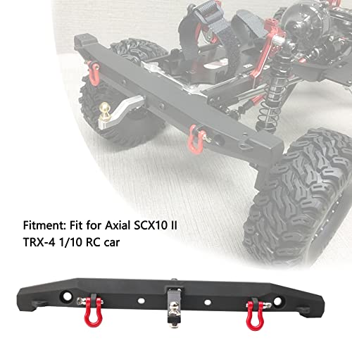 1/10 RC Metal Front & Rear Bumper Combo W/LED Lights | Tow Shackles, Winch Mount Seat, Trailer Hitch, For TRX4 SCX10 II 90046 Rock Crawler Truck - style: Front & Rear Bumper