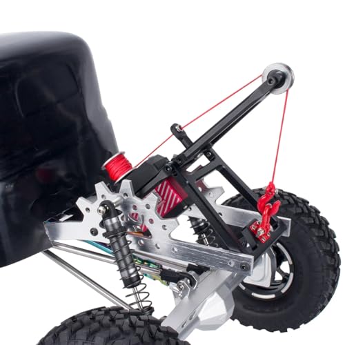 AMK 1/10 RC Crawler Tow Truck Accessory Kit, Truck Tow Truck Crane Arm Wrecker Servo Winch Kit, for 1/10 RC Crawler SCX10 TRX4 Capra LCG Chassis Upgrades Parts - color: Black