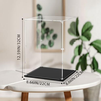 Clear Acrylic Display Case, Self-Assemble Showcase for Collectibles, Action Figures, Dolls- Alternative Glass Box for Commemorative Gifts (8x8x12inch, 22x22x32 cm) - size: 8.66x8.66x12.59inch, 22x22x32 cm