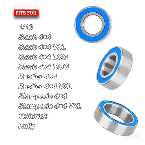 RC Bearings Kit Upgrades Part for 1/10 Slash 4X4/Stampede 4X4/Rustler 4×4/Telluride/Rally,Rubber Sealed Precision Ball Bearings,Navy Blue - color: Navy Blue - (1 Set)