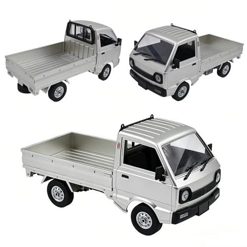 Kei Truck, 2.4Ghz RTR Off-Road Vehicle, Remote Control Retro Pickup Truck with Lights, 1:10 RC Crawler Car Silver