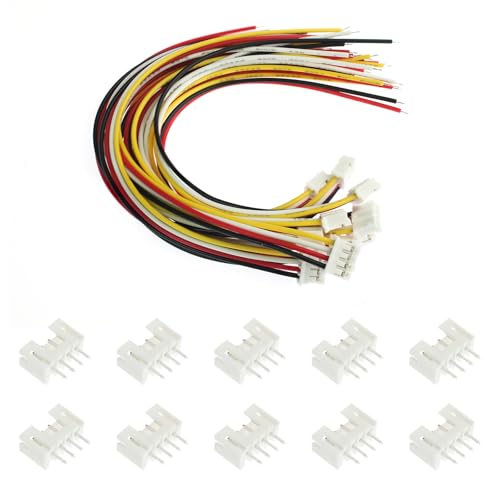 10Pcs Jst 2.0 Ph 4 Pin Connector Plug, Include 5pcs Mini 4 Pin Jst Ph2.0 Connector Plug Female with 150mm Cable Wire & 5pcs Male Micro Jst Ph2.0mm 4 Pin Connector Plug - size: Jst-2.0-Ph-4Pin-10pcs